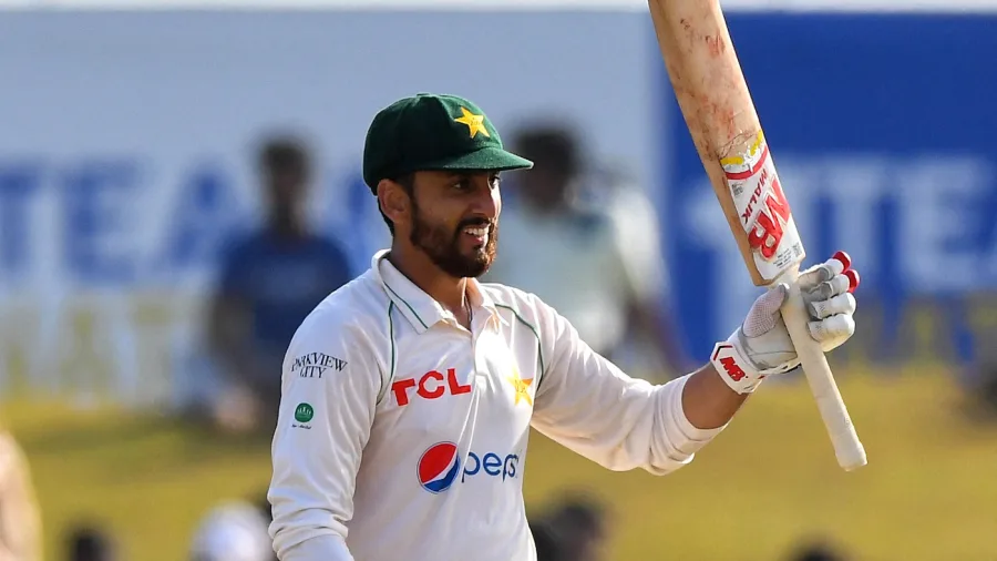 Salman Ali Agha in action during a cricket match, showcasing his skill and determination on the field.